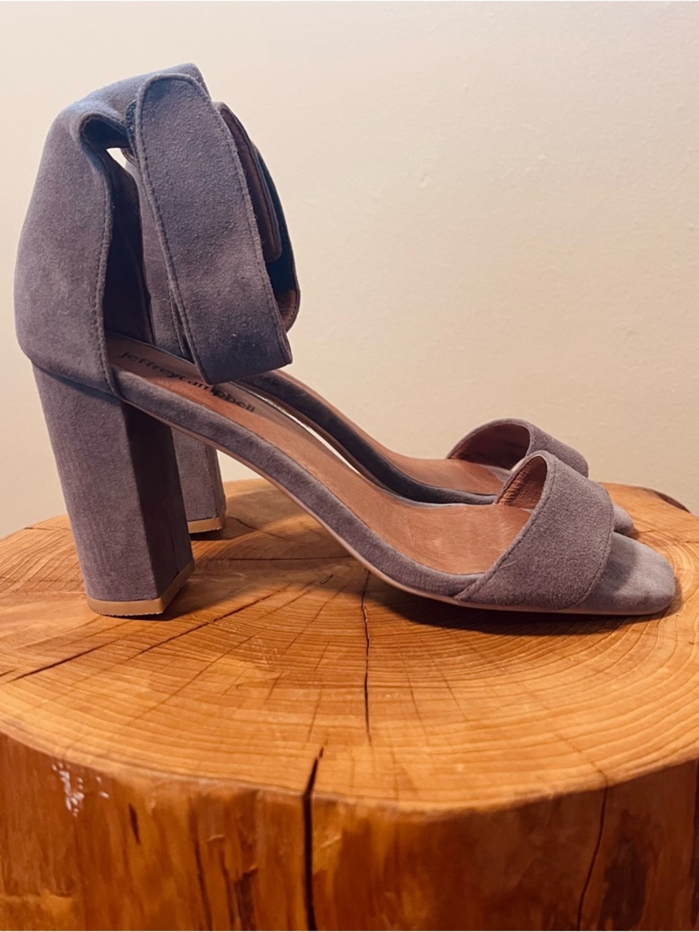 Jeffrey Campbell Holvey Suede Block Heel Ankle-Strap Sandals - Gray